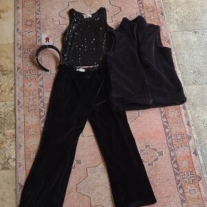 btween Black Sequin Top and Pants Set